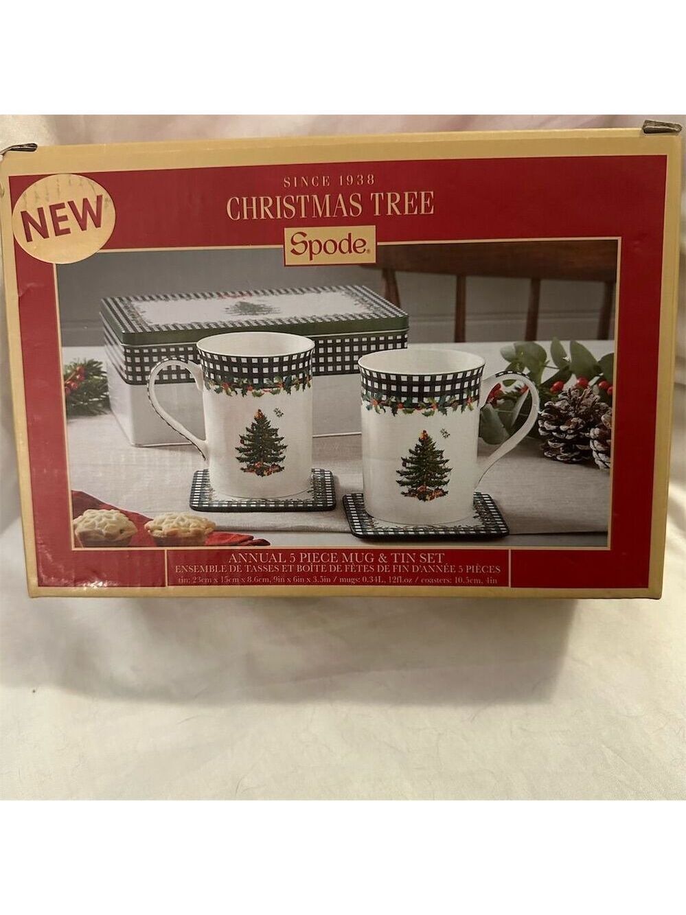 Spode Christmas Tree 2024 Annual 5-Piece Mug & Tin Set Holiday Gift